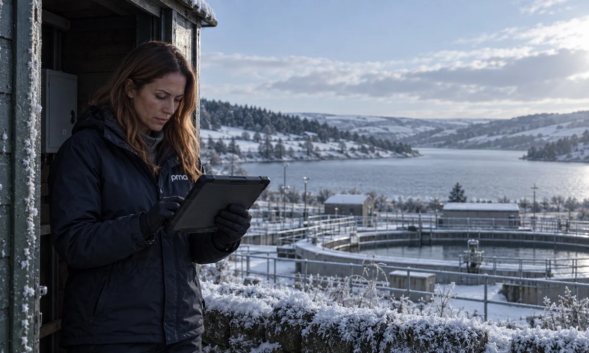 PMA colleague at a monitoring building in winter